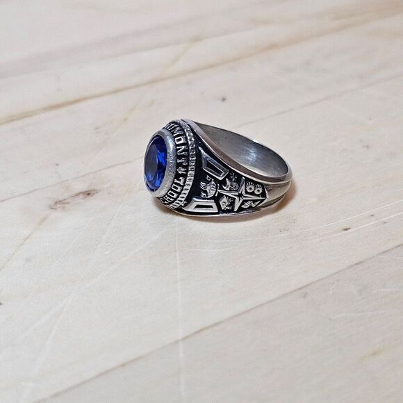 Vintage Y2K beaumont middle school 2000 class ring blue stone Size 8 silver Tone - Picture 2 of 7